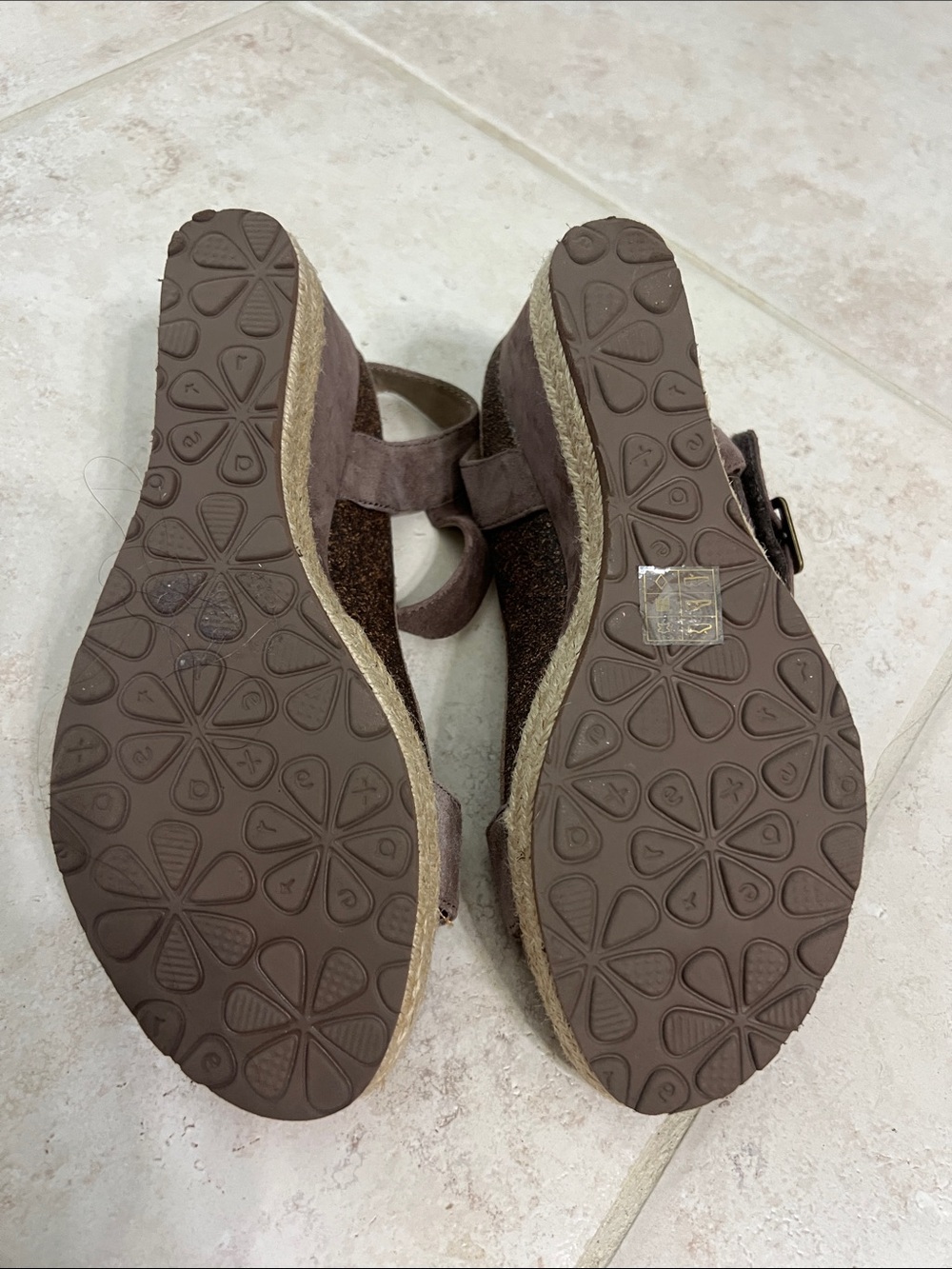 Aetrex Suede Ankle-Strap Sandals in Taupe - Picture 7 of 8
